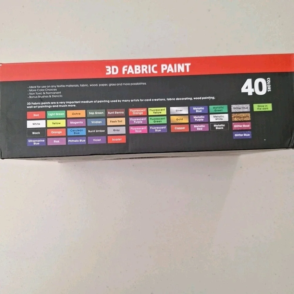 Magicfly 3D Fabric Permanent Paint 40 Color, Puffy Paint 1 Fl Oz A112